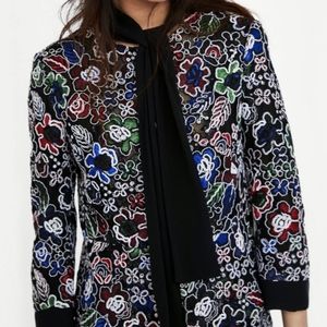 BNWT Zara Floral Embroidered Blazer - M